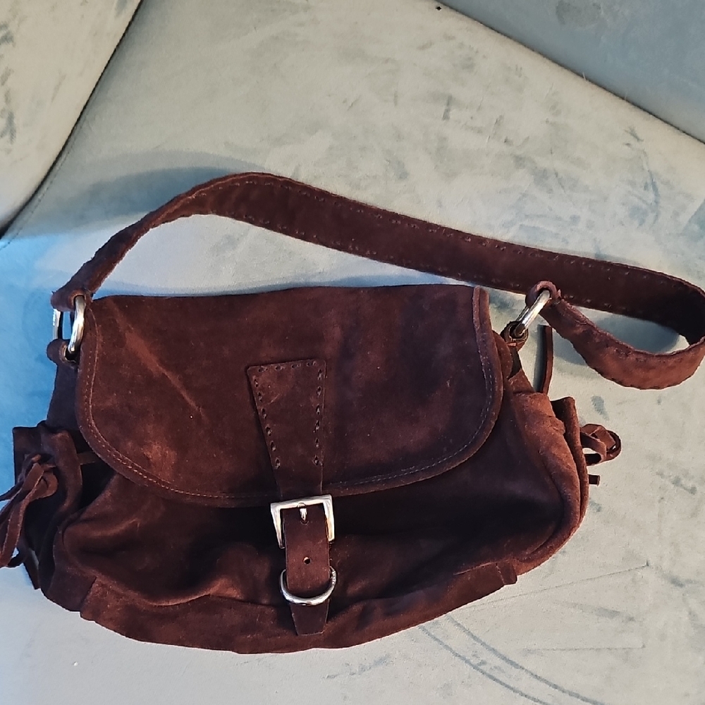 Prada Vintage Bow Suede Brown Shoulder Bag